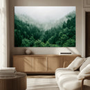 Misty Green Forest Canvas Print – Framed Serene Foggy Pine