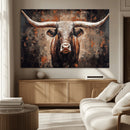 Rustic Longhorn Bull Wall Art Canvas Print – Vintage Western by MyGreatCanvas | Canvas Wall Art Prints | Photo Prints & Wall Decor