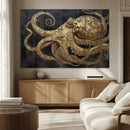 Octopus Wall Art Canvas Print – Gold Detail Wooden Marine by MyGreatCanvas | Canvas Wall Art Prints | Photo Prints & Wall Decor