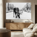 Moose Wall Art Canvas Print – Winter Snowy Forest Antlers by MyGreatCanvas | Canvas Wall Art Prints | Photo Prints & Wall Decor