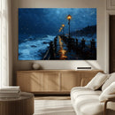 Dark Stormy Pier Wall Art Canvas Print, Moody Ocean Night by MyGreatCanvas | Canvas Wall Art Prints | Photo Prints & Wall Decor
