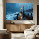 Stormy Night Pier Wall Art Canvas Print, Moody Ocean by MyGreatCanvas | Canvas Wall Art Prints | Photo Prints & Wall Decor