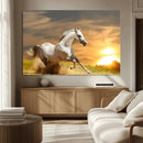 White Horse Running Canvas Sunset Wall Art by MyGreatCanvas | Canvas Wall Art Prints | Photo Prints & Wall Decor