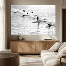 Black White Surfers Wall Art Canvas Print – Riding Gentle by MyGreatCanvas | Canvas Wall Art Prints | Photo Prints & Wall Decor