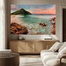 Stunning Coastal Landscape with Rocky Shore and Green Hills by MyGreatCanvas | Canvas Wall Art Prints | Photo Prints & Wall Decor
