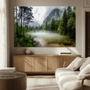 Misty Lake Forest Wall Art – Green Trees Calm Water by MyGreatCanvas | Canvas Wall Art Prints | Photo Prints & Wall Decor
