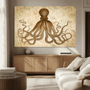 Sepia Octopus Wall Art Abstract Animal Canvas Print