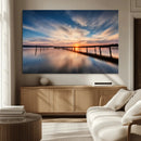 Wooden Pier on Seascape and Sunset Wall Art Canvas Print by MyGreatCanvas | Canvas Wall Art Prints | Photo Prints & Wall Decor