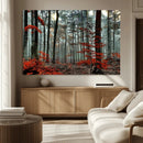 Autumn Forest Wall Art – Enchanting Red Leaves Canvas Print,