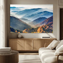 Misty Mountain Sunrise Triptych Canvas Print – Autumn