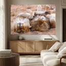 Lion Pair Wall Art Canvas Print – Framed Wildlife Scene with