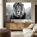 Black and White Lion Canvas Wall Art – Animal Print Artwork