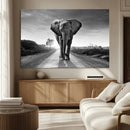 Black and White Elephant Wall Art Canvas Print