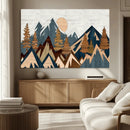 Abstract Wood Panel Effect Mountain Range Top Wall Art
