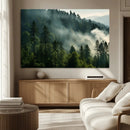 Misty Forest Wall Art Premium Canvas Print a Foggy and