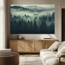 Misty Forest Wall Art Premium Canvas Print a Foggy and