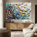 Modern Abstract Fish Shoal Wall Art Canvas Print, Colorful by MyGreatCanvas | Canvas Wall Art Prints | Photo Prints & Wall Decor