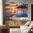 Serene Beach Sunset Wall Art Canvas- Coastal Seascape Print