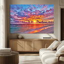 Vibrant Sunset Beach Wall Art - Ocean Sunset Canvas Print |