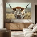 Texas Cow Longhorn Wall Art Canvas Print for Farm House Wall