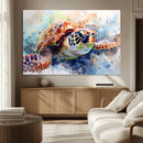 Watercolor Sea Turtle Wall Art Canvas Print - Vibrant Ocean