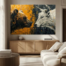 Bear and Bull Wall Art Canvas Print – Abstract Animal