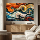 Abstract Wave Wall Art | Ready to Hang Framed Canvas Print |