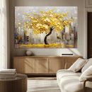 Golden Tree Canvas Print | Abstract Wall Art for Modern