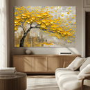 Yellow Blossom Tree Canvas Wall Art - Floral Abstract Modern