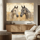 Chines Ink Style Grunge Horses Wall Art Canvas Print
