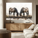 Chines Ink Style Horses Wall Art Canvas Print