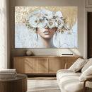 Golden Petal Wall Art - Canvas Print Flower Head Woman