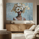 Golden Petal Wall Art - Petal Silhouette Woman Wall Art by MyGreatCanvas | Canvas Wall Art Prints | Photo Prints & Wall Decor