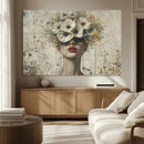 Abstract Floral Women Patel Wall Art Canvas Print