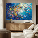 Colorful Swirling Fish School Wall Art Canvas Print |
