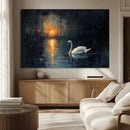 Abstract Swan on Water Wall Art Canvas Print - Elegant