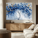 Blue and Gold Abstract Tree Wall Art Canvas Print | Modern