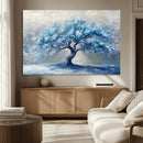 Abstract Blue Tree Art Canvas Print, Majestic Tree Wall Art