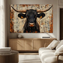 Rustic Texas Artwork Wall Art Canvas Print - Abstract Cow
