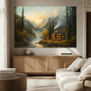Wood Cabin Retreat Mountain at Sunset Wall Art Print - by MyGreatCanvas | Canvas Wall Art Prints | Photo Prints & Wall Decor