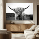 Highland Cow Wall Art | Black and White Farmhouse Decor |