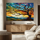 Vibrant Mosaic Tree of Life Wall Art | Stained Glass Style