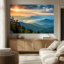 Sunrise Over Mountain Range Wall Art Canvas Print, Farmhouse