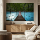 Suspension Bridge Over River Canvas Art | 3-Panel Nature by MyGreatCanvas | Canvas Wall Art Prints | Photo Prints & Wall Decor