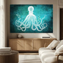 Green Octopus Abstract Wall Art Canvas Print