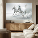 Large Wall Art Canvas Print – Beautiful Running White Horses