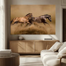 Large Wall Art Canvas Print – Two Running Brown Horses