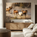 Large Wall Art 5 Horses Running on Sand Canvas Print