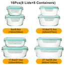 16-Piece Glass Food Storage Containers with Lids – Durable Set by 2Dropme