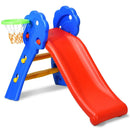 2 Step Indoors Kids Plastic Folding Slide with Basketball Hoop by LJGDeals